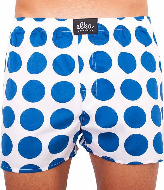 Pánské trenky ELKA bílé s velkými modrými puntíky (P0033) XL Možnost vrácení zboží do 120 dnů!