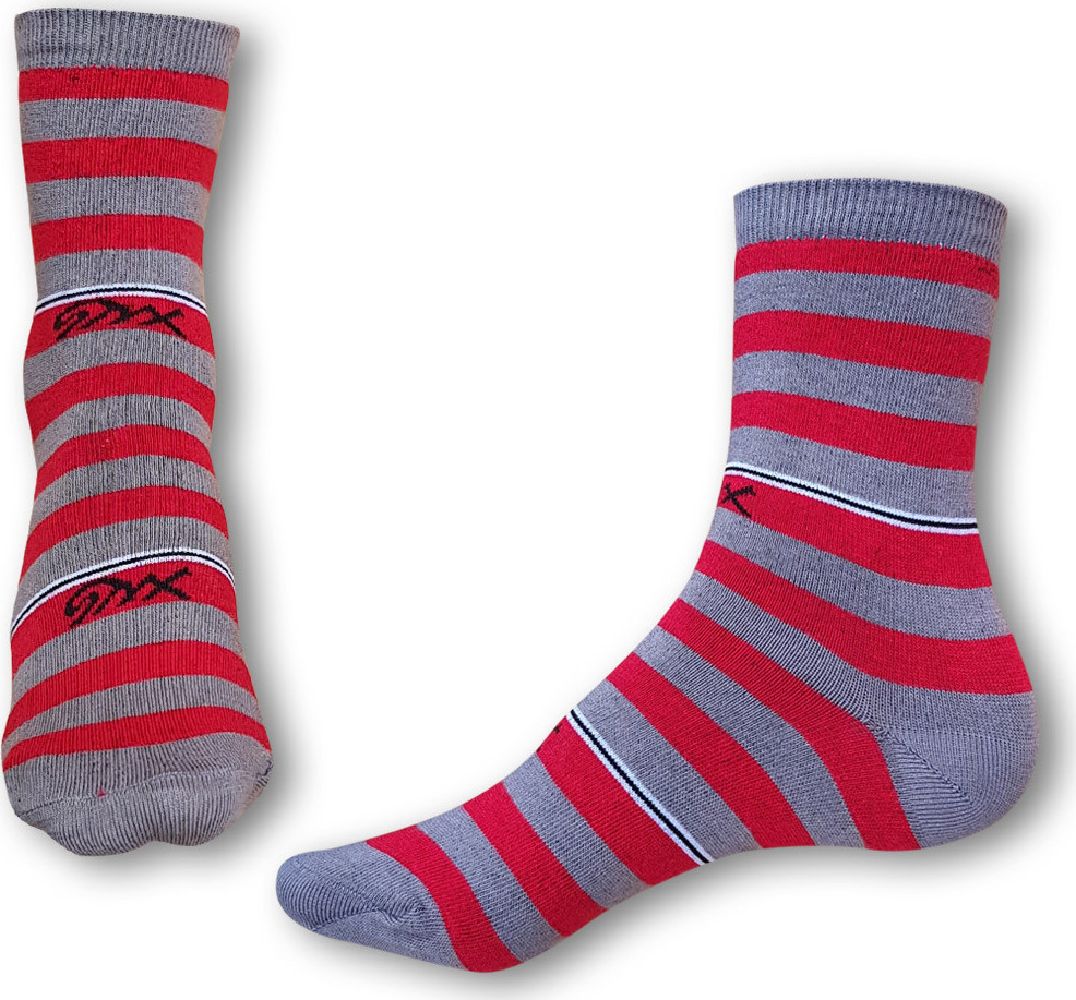 Ponožky Styx crazy červeno šedé proužky (H324) S Možnost vrácení zboží do 120 dnů!