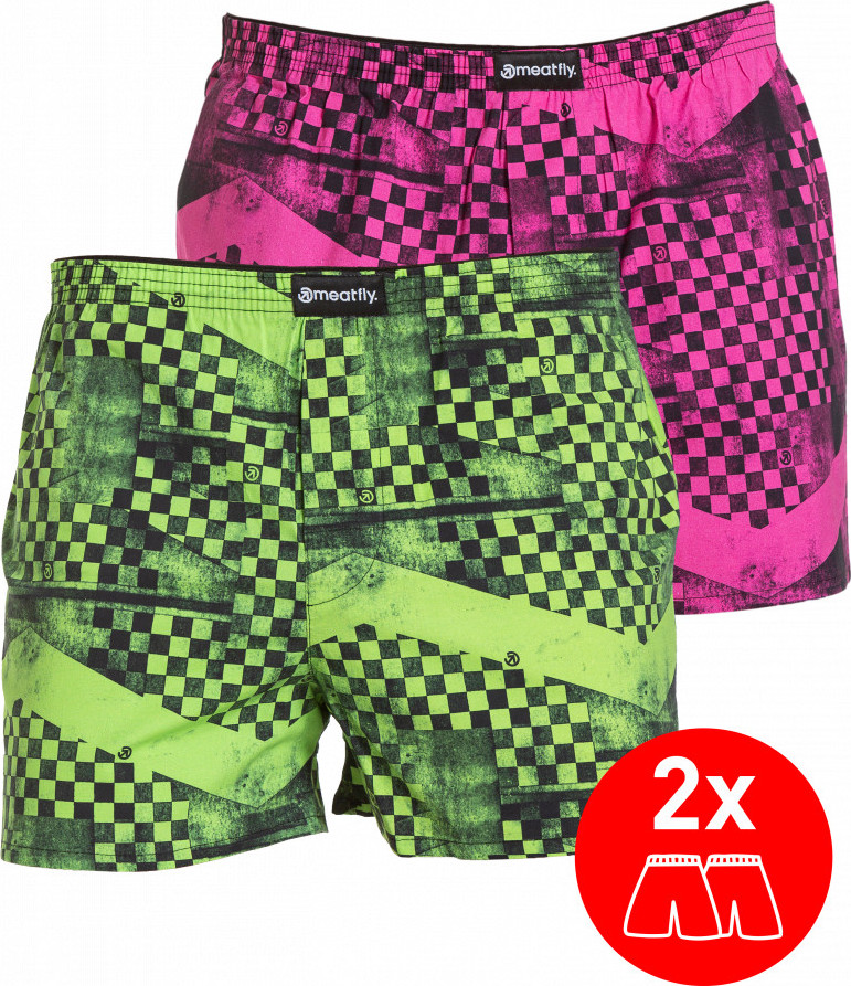 2PACK pánské trenky Meatfly v dárkovém balení (Agostino - Checkered) M Možnost vrácení zboží do 120 dnů!