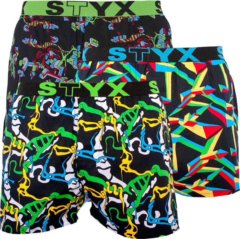 3PACK pánské trenky Styx sportovní guma vícebarevné (B9565758) L Možnost vrácení zboží do 120 dnů!