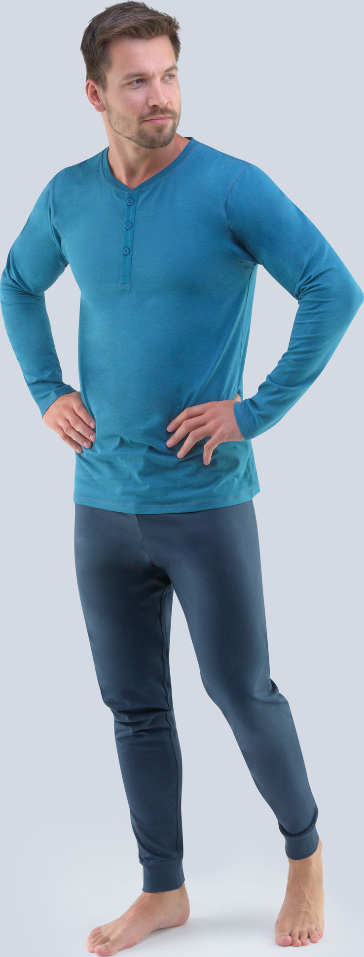 Pánské pyžamo Gino petrolejové (79087) S Možnost vrácení zboží do 120 dnů!