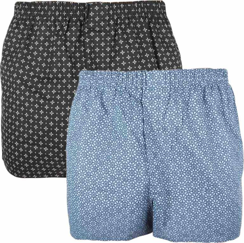 2PACK pánské trenky Nur Der vícebarevné (schwarz/blau gemustert) XXL Možnost vrácení zboží do 120 dnů!