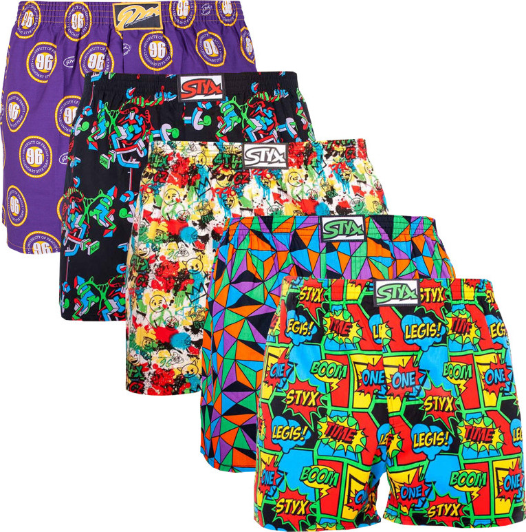 5PACK pánské trenky Styx klasická guma vícebarevné (A75454555856) L Možnost vrácení zboží do 120 dnů!