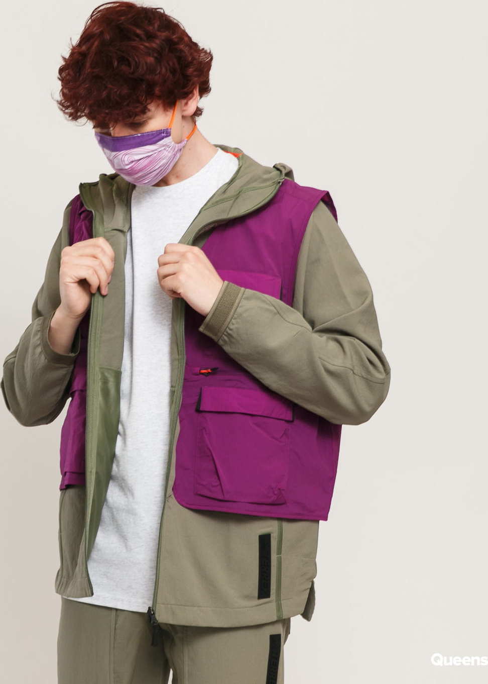 adidas Performance Cap 3In1 ST Jacket olivová / fialová XL