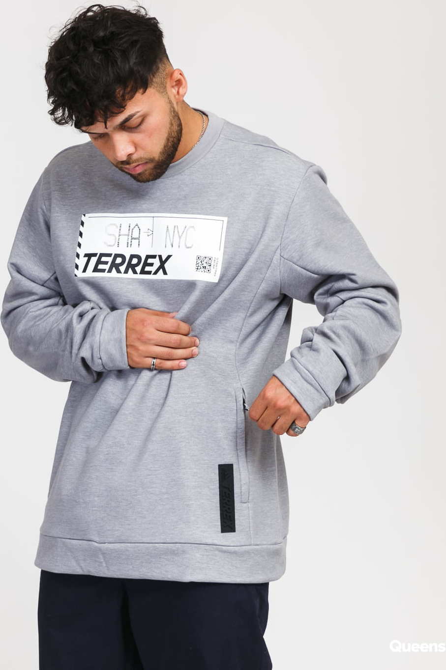 adidas Performance Cap Crew Sweat šedá / bílá XL