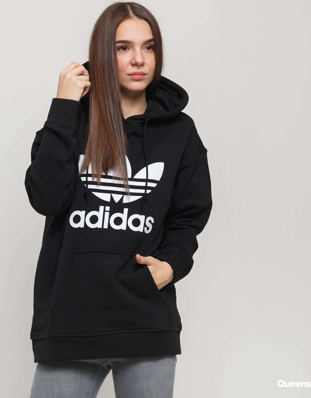 adidas Originals Trefoil Hoodie černá XXS