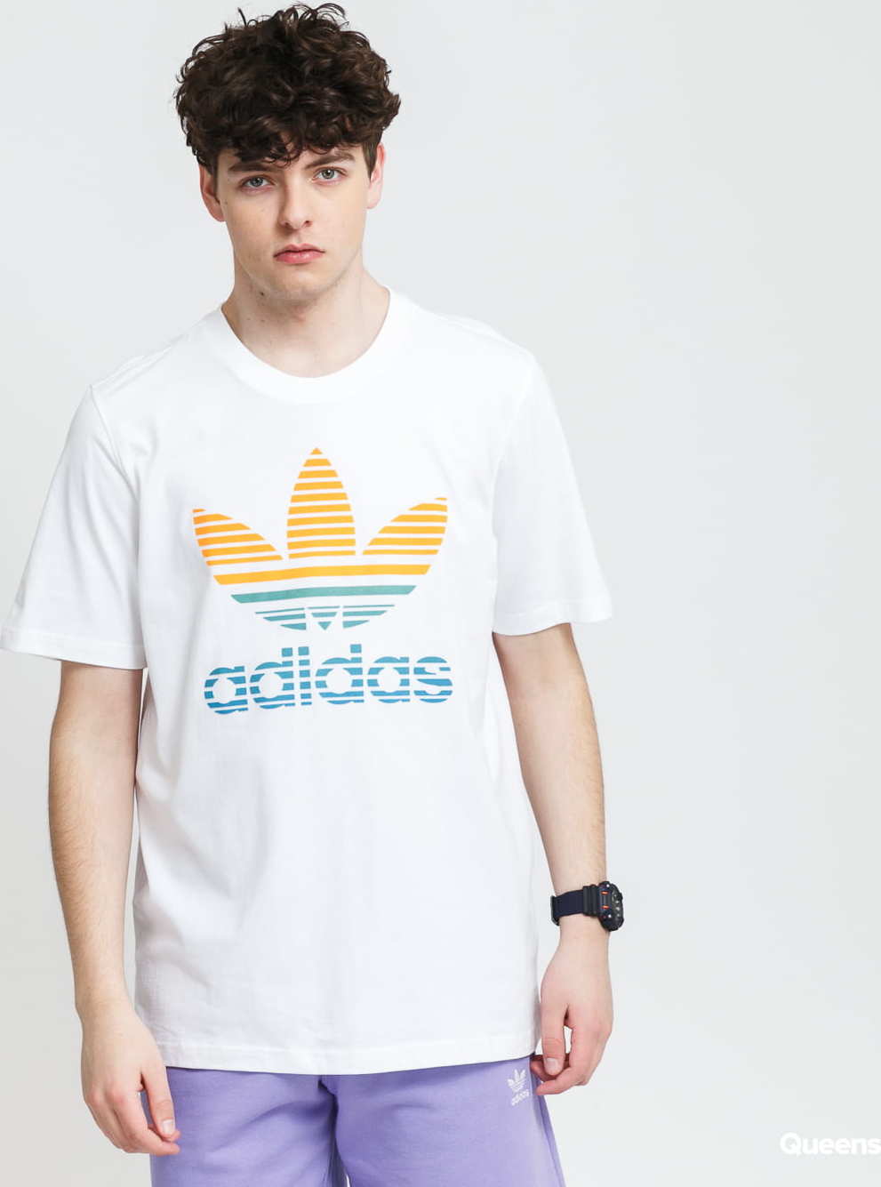 adidas Originals Trefoil Ombre Tee bílé XL