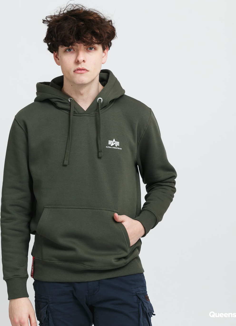Alpha Industries Basic Hoody Small Logo tmavě olivová XL