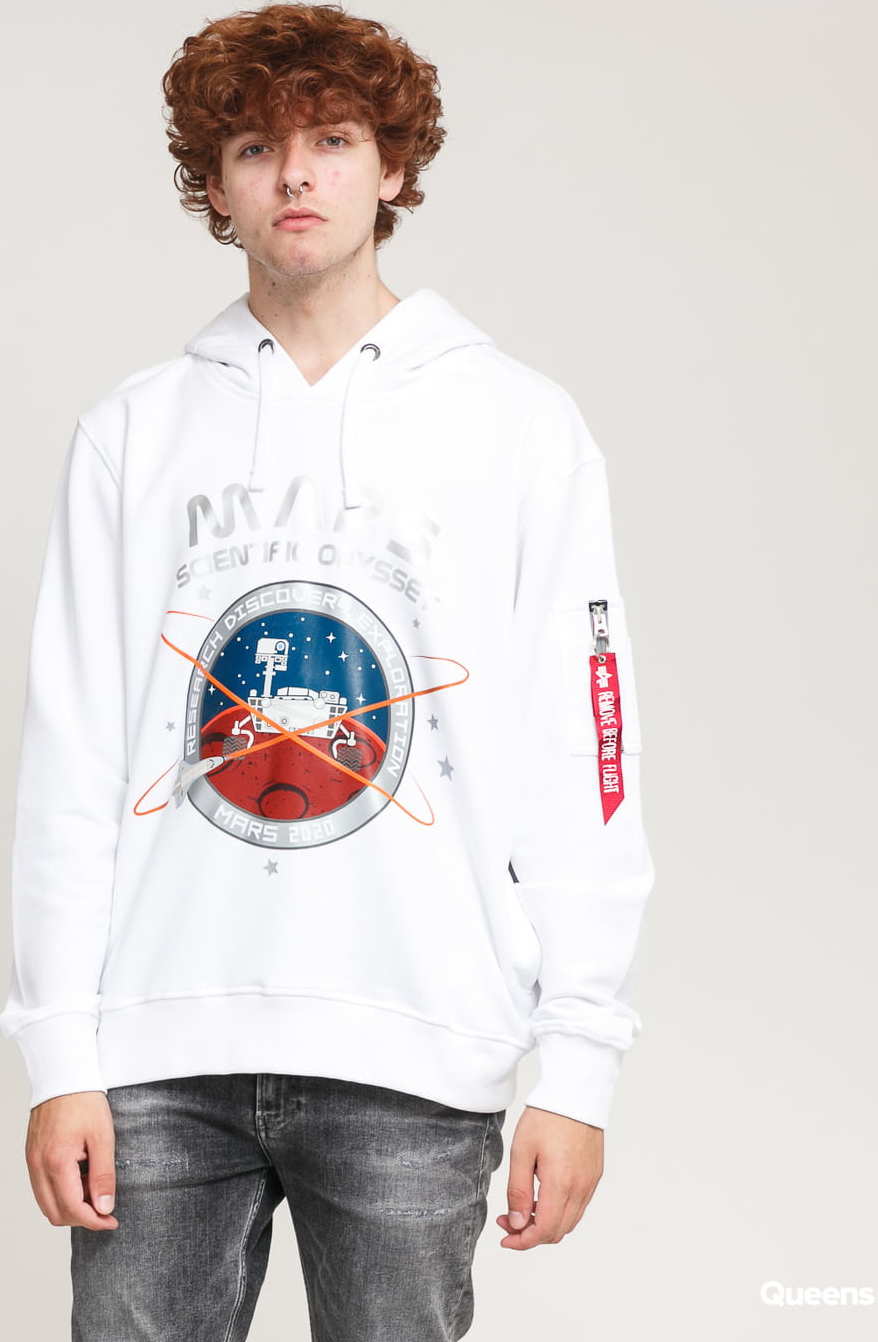 Alpha Industries Mission To Mars Hoody bílá XL