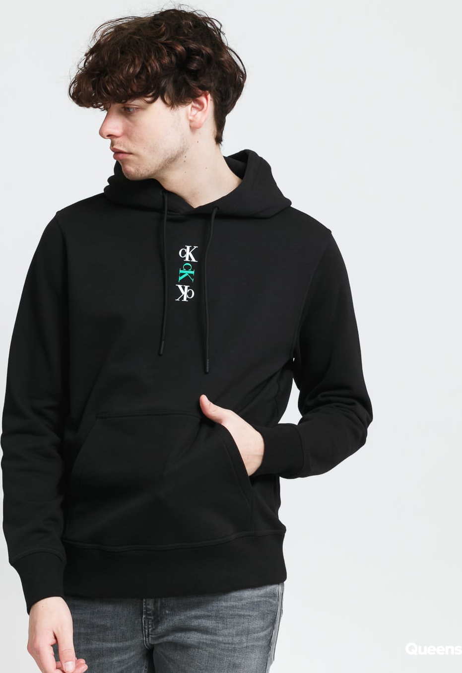CALVIN KLEIN JEANS M CK Repeat Text Graphic Hoodie černá XL