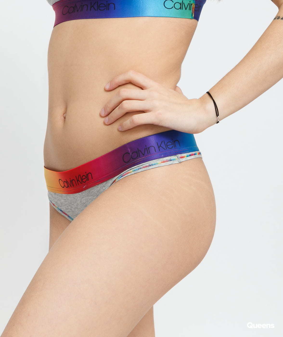 Calvin Klein Pride Thong melange šedé L