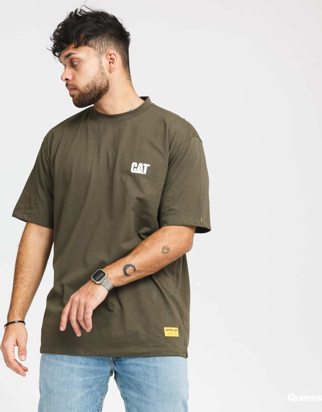 CATERPILLAR Small Logo Tee tmavě olivové L