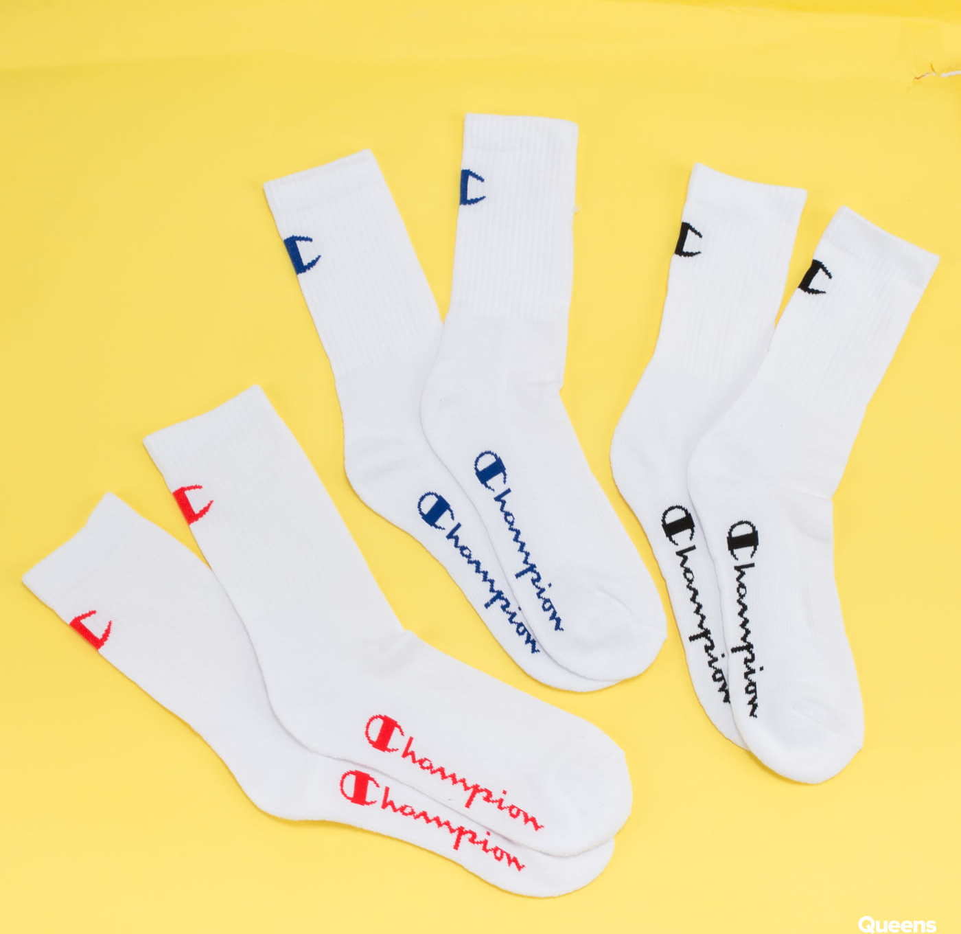 Champion 3Pack Colored Logo Socks bílé EUR 43-46