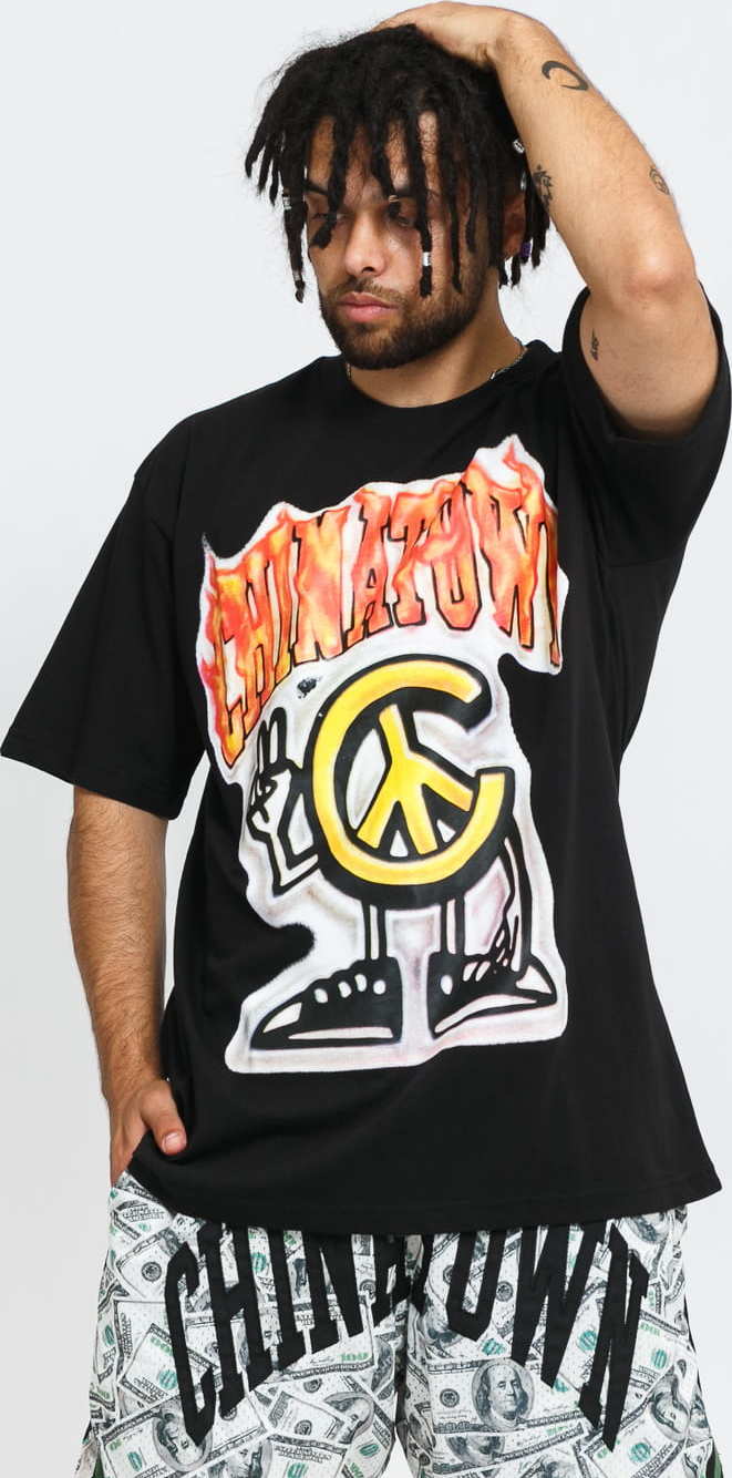 Chinatown Market Peace Guy Flame Arc T-Shirt černé L
