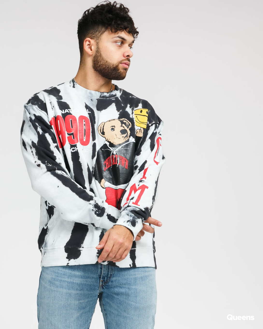 Chinatown Market Smiley Champion Varsity Bear Crewneck L