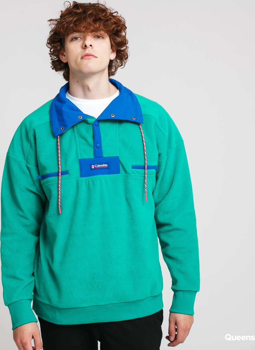 Columbia Powder Keg Fleece zelená / modrá XL