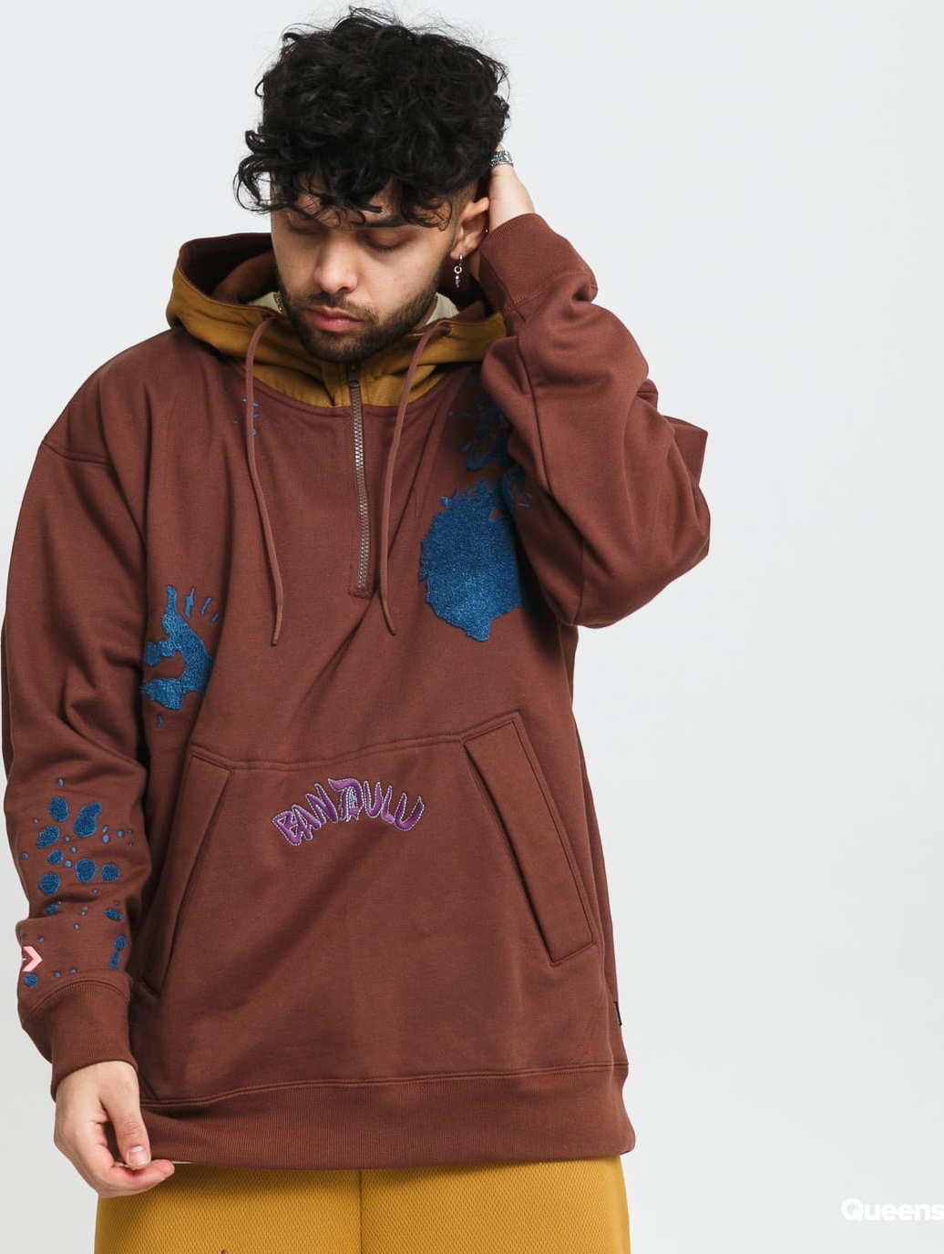 Converse Bandulu Hoodie hnědá / světle hnědá / modrá M