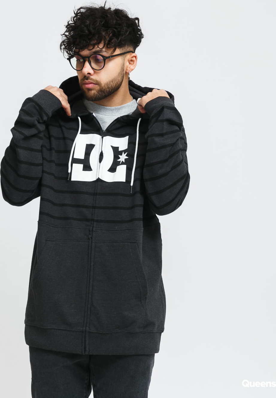 DC shoes Studley Zip Hoodie melange tmavě šedá / černá XL