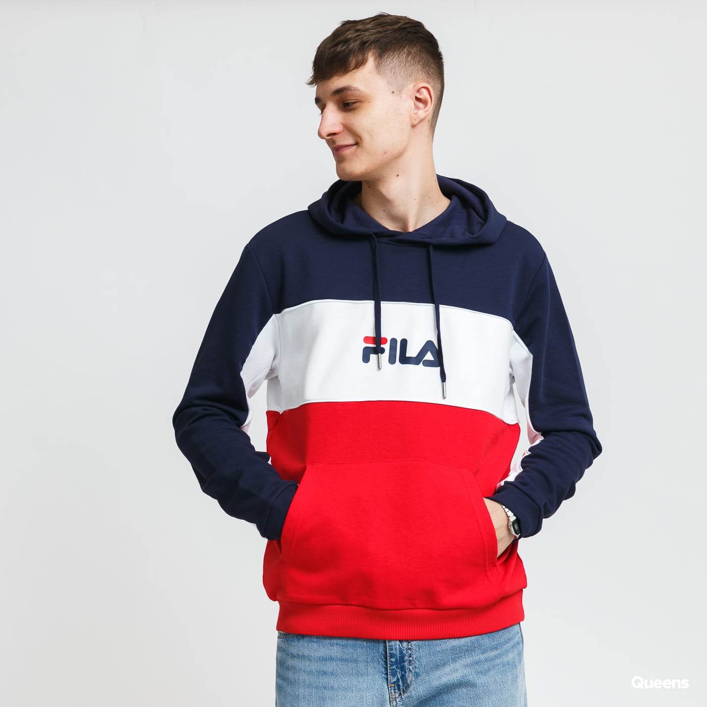 Fila Men Analu Blocked Hoody navy / červená / bílá XL