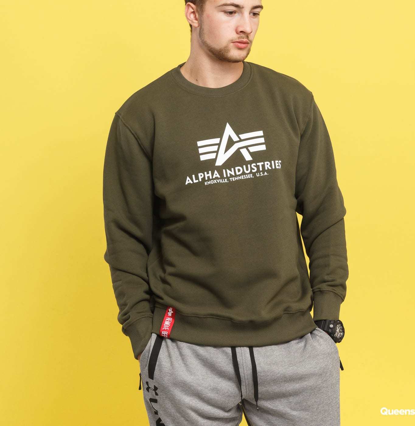 Alpha Industries Basic Sweater tmavě olivová XL