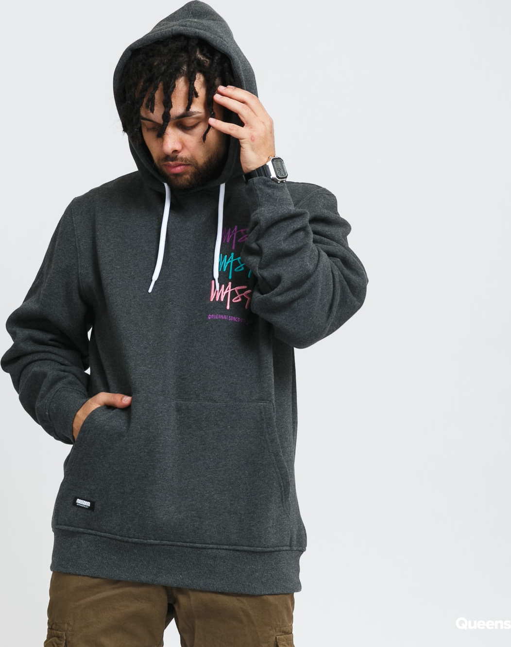 Mass DNM Multisign Hoody melange tmavě šedá XXL