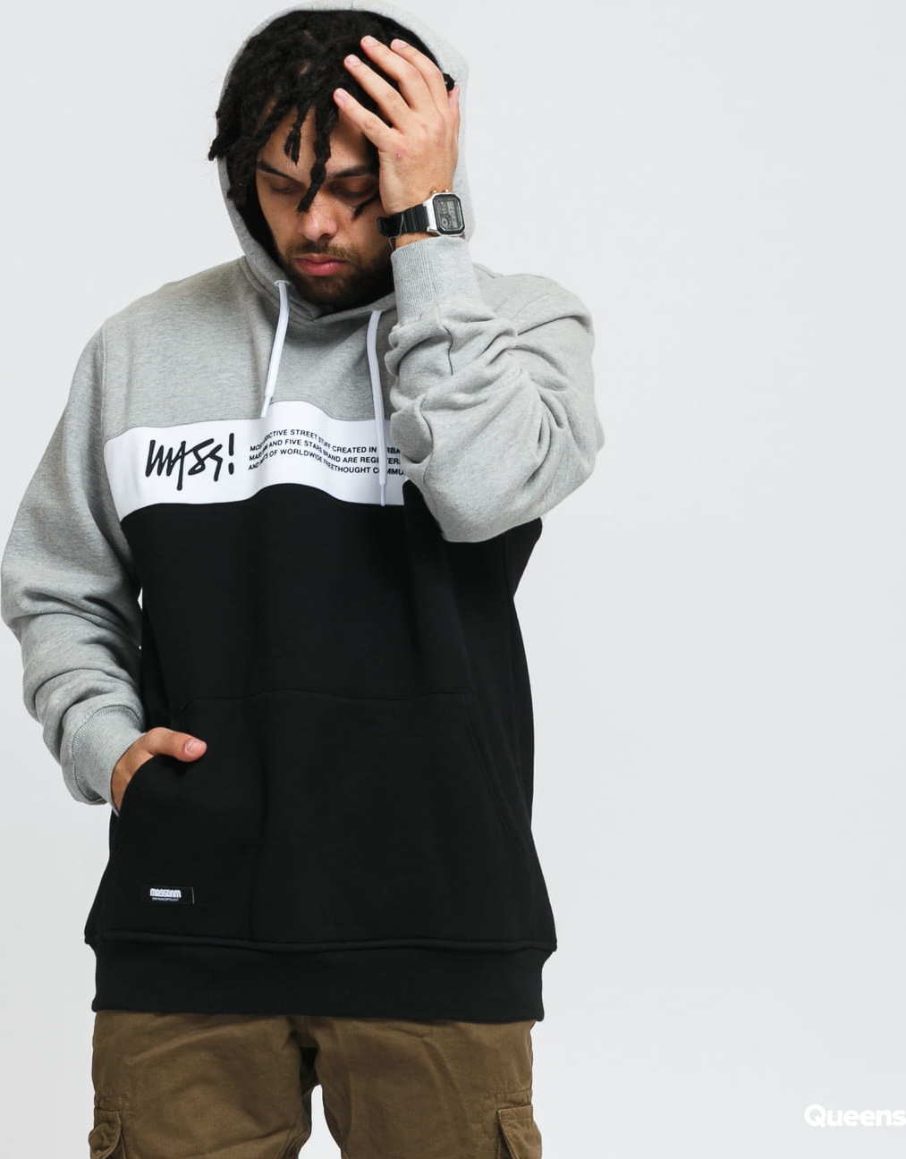Mass DNM Special Hoody černá / melange šedá / bílá XL