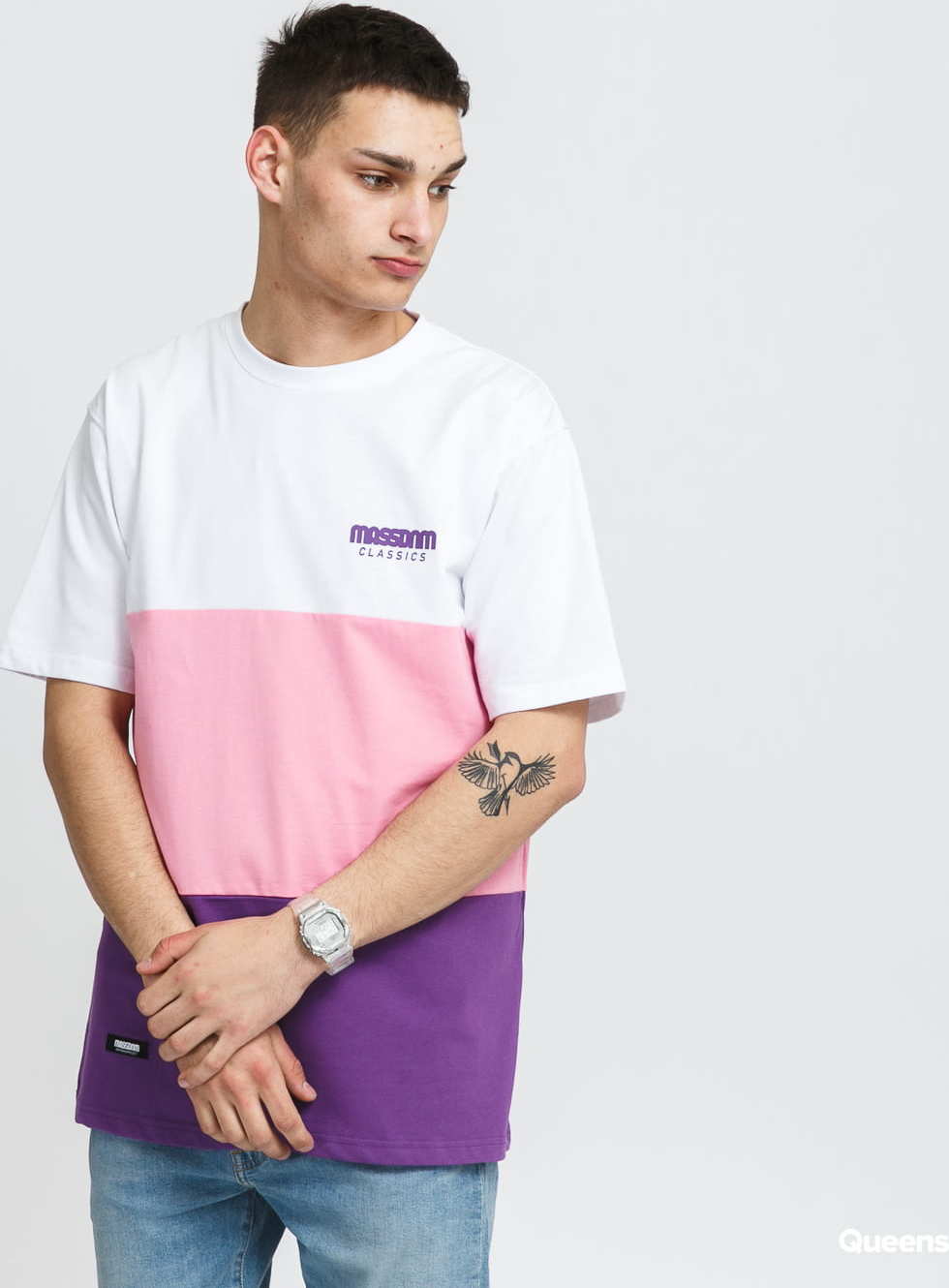 Mass DNM Zone Tee bílé / růžové / fialové XL