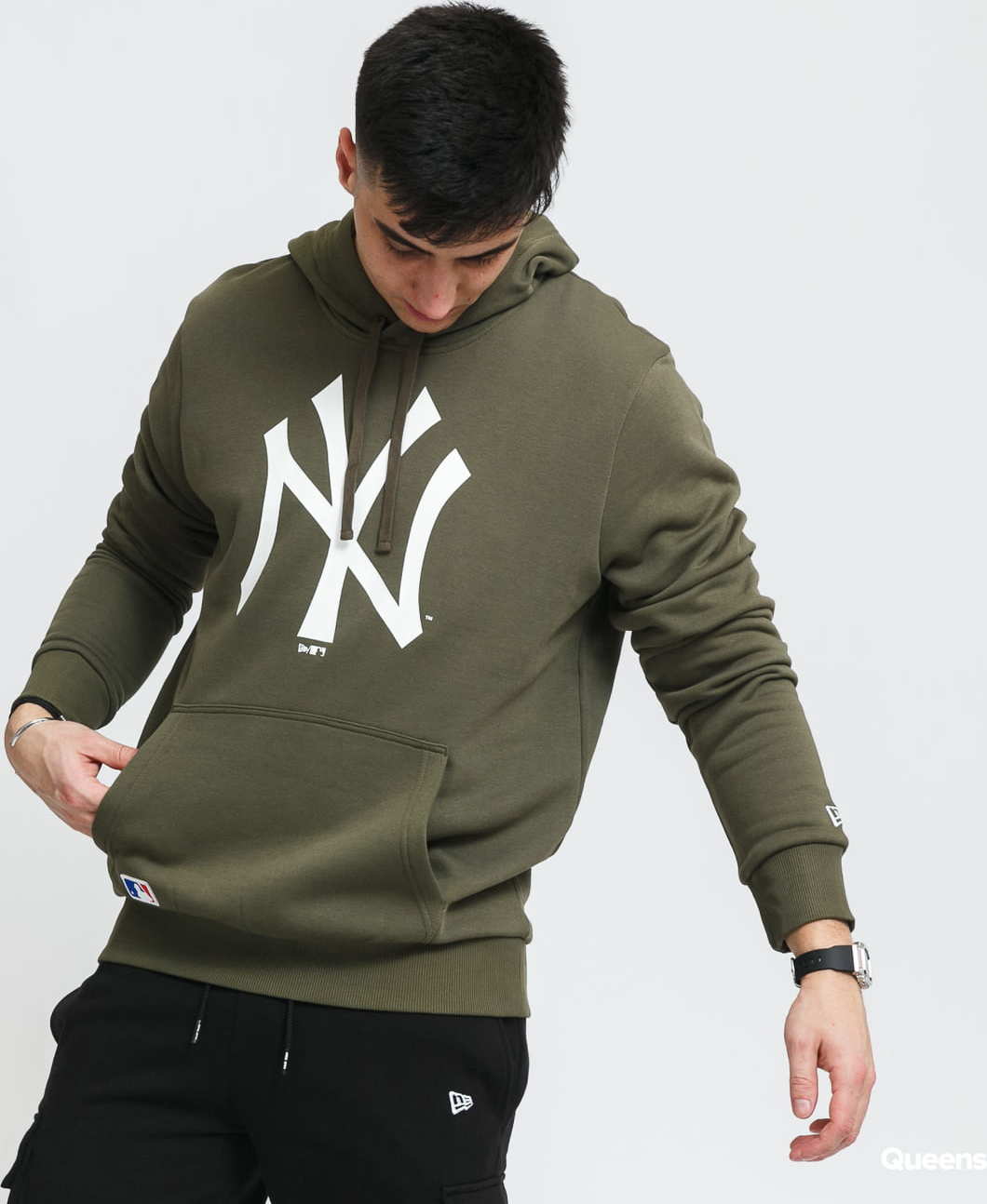 New Era MLB Team Logo Hoody NY olivová XXL