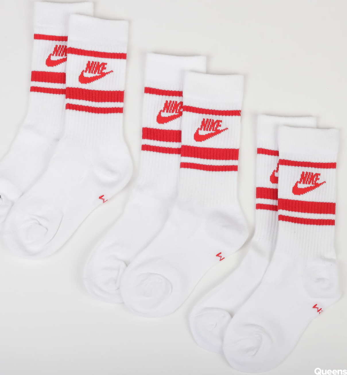 Nike 3 Pack Crew NSW Essential Stripe bílé / červené XL