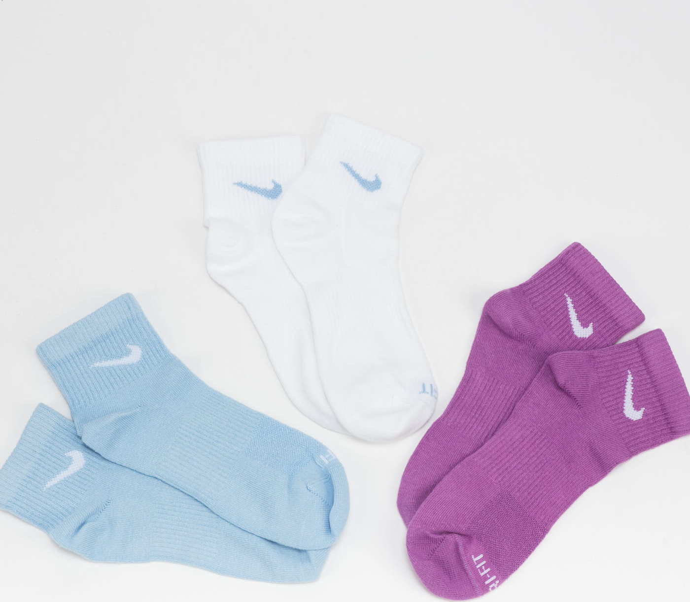 Nike U NK EVRY Plus LTWT Ankle 3Pack bílé / fialové / modré L