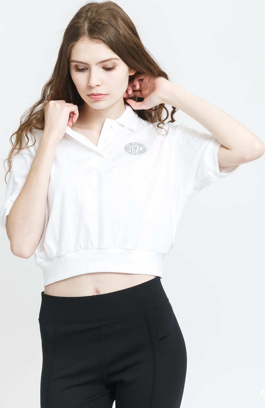 Nike W NSW Femme CLLRD Top Crop bílé L