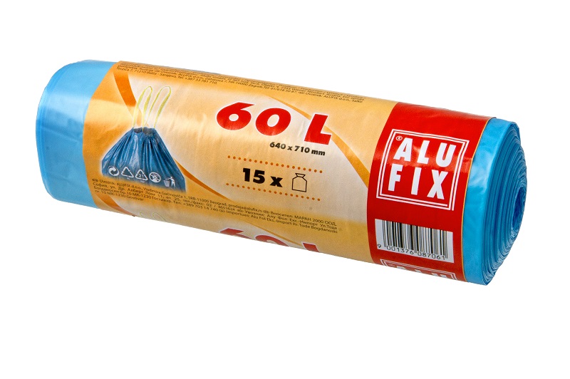 Alufix odpadkové pytle LDPE zatahovací modré 60 l 15 ks