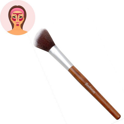 Sefiros Red Wood rovný štětec na make-up s rukojetí z červeného dřeva
