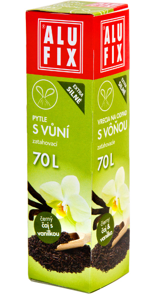 Alufix odpadkové pytle zatahovací s vůní černého čaje a vanilky 70 l 8 ks