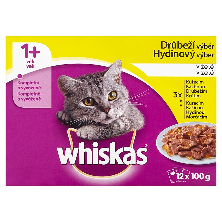 Kap.WHISKAS drubezi vyber v zele 12ks 1200g 12 x 100 g