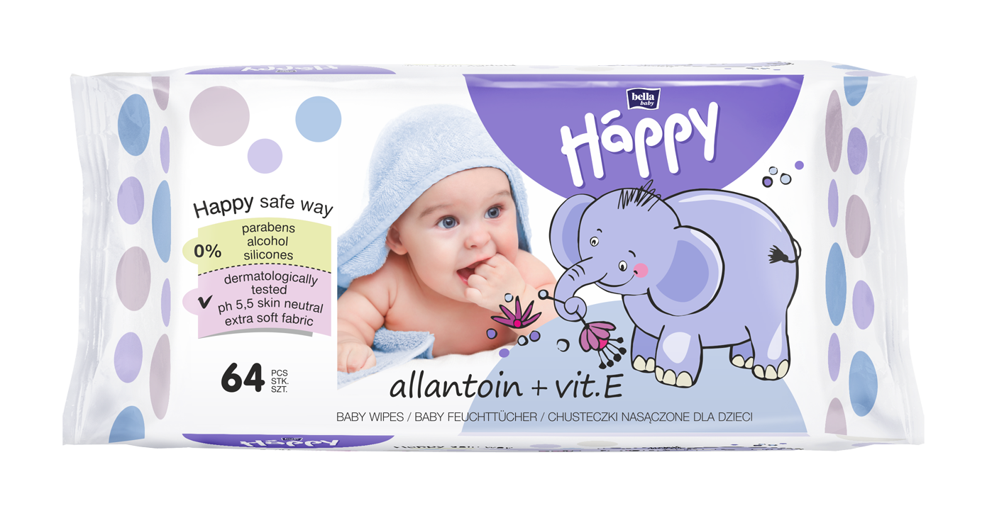 Bella Baby Happy vlhčené ubrousky s obsahem allantoinu 64 ks