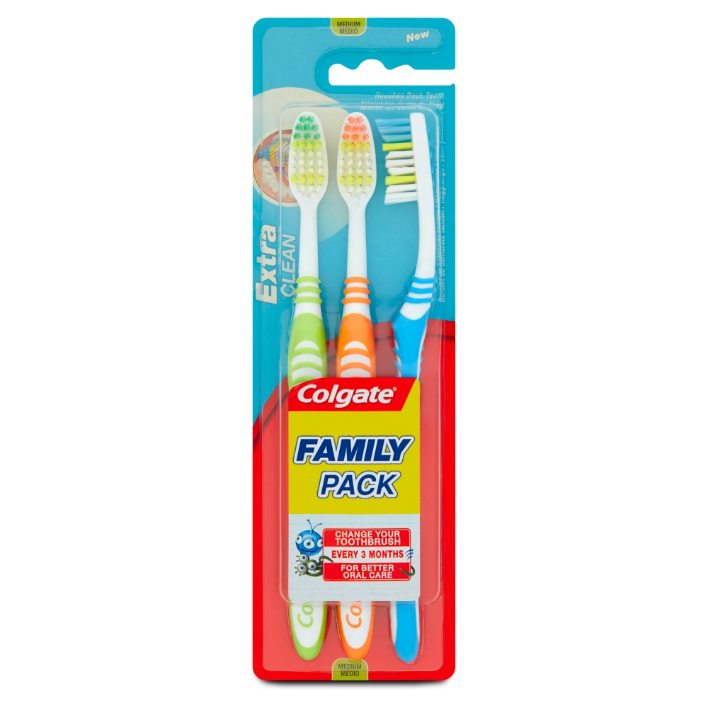 Colgate Extra Clean zubní kartáček střední 3 ks