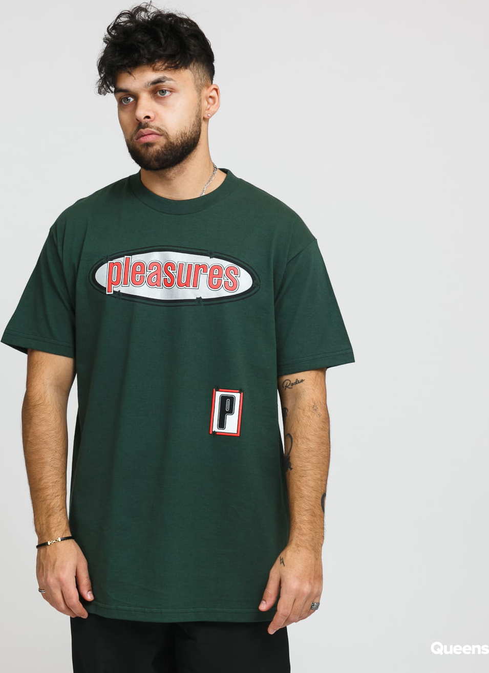 PLEASURES Eazy Tee tmavě zelené L