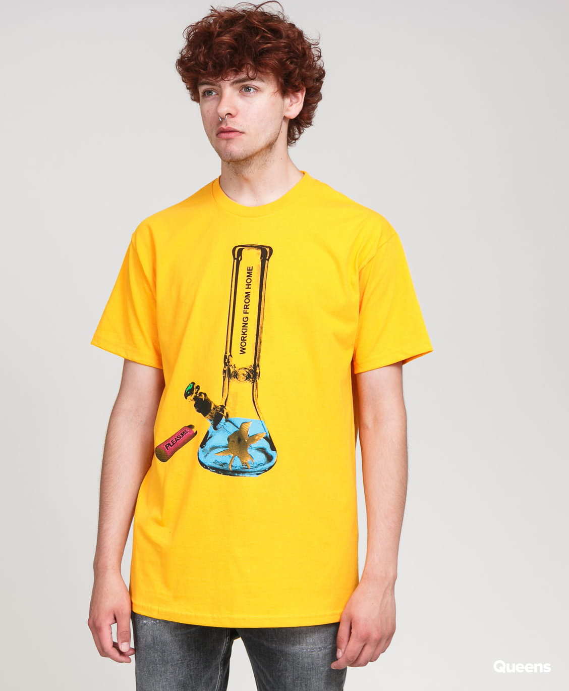 PLEASURES Glass T-Shirt tmavě žluté S