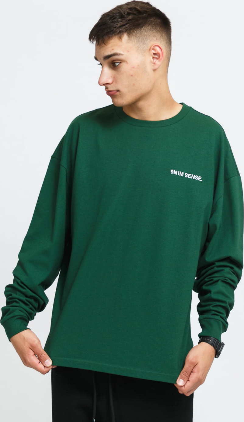 9N1M SENSE. Logo Longsleeve tmavě zelené XL