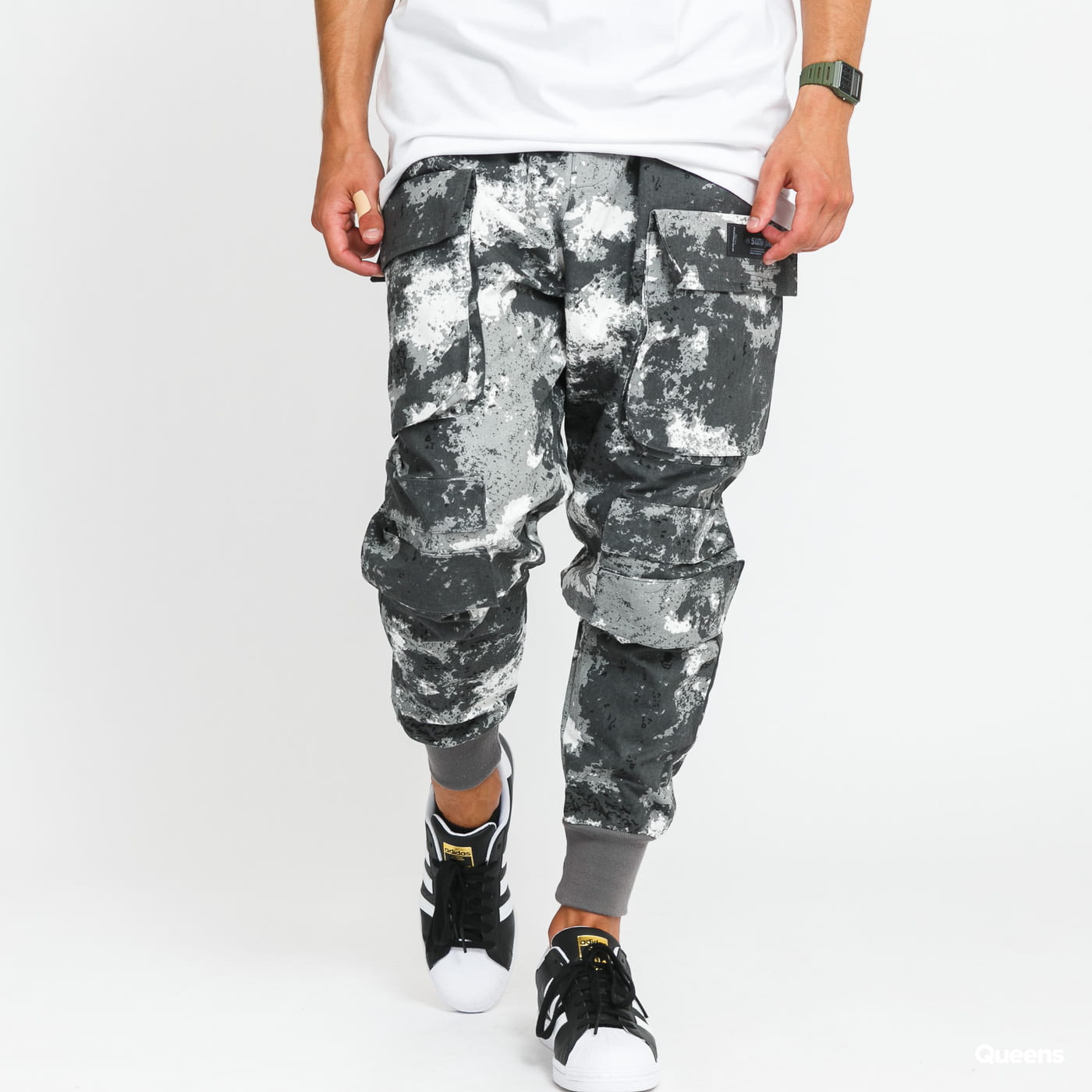 Sixth June Camo Cargo Pants camo šedé / černé / bílé M