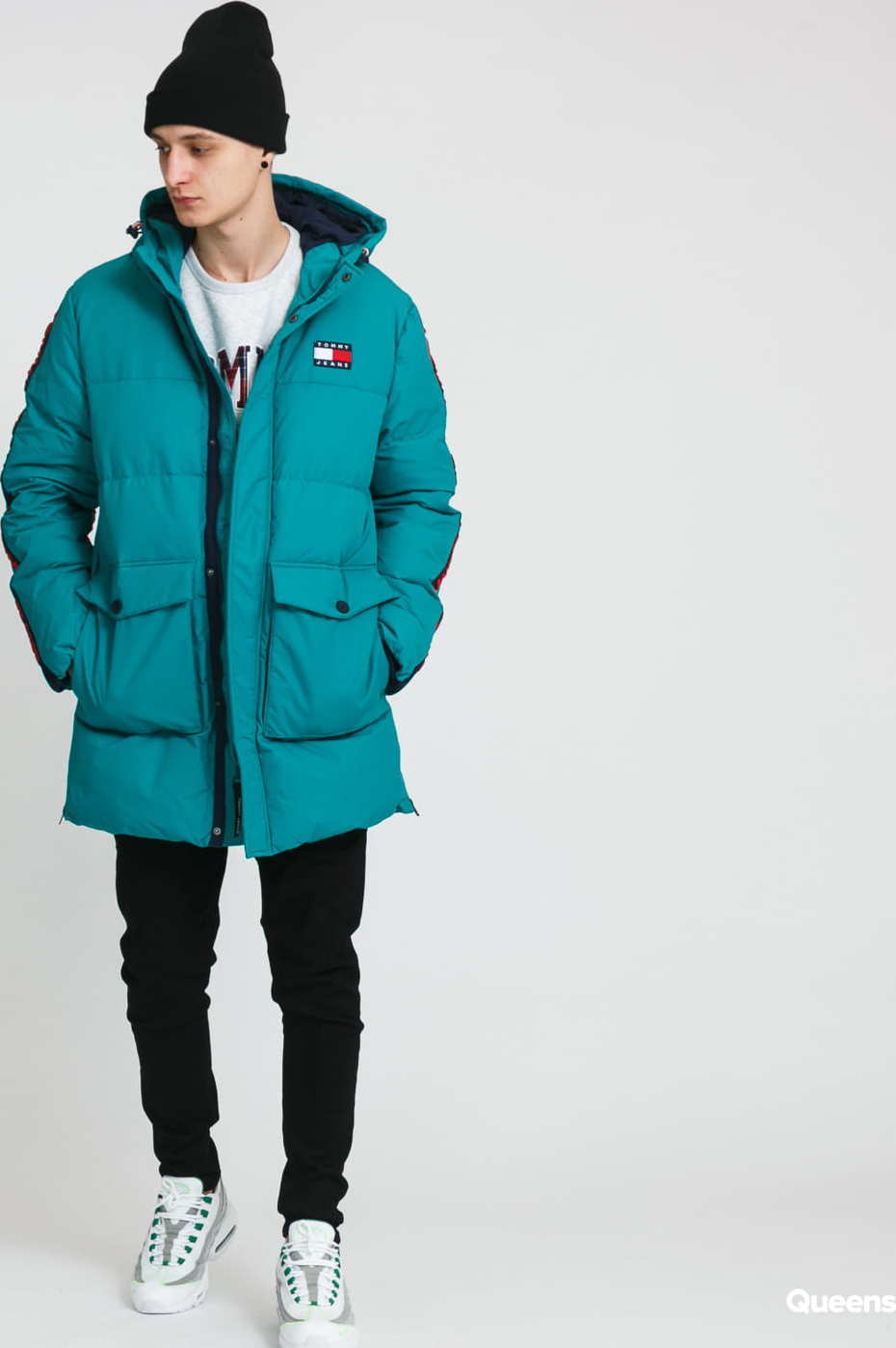 TOMMY JEANS M Statement Down Parka tyrkysová M