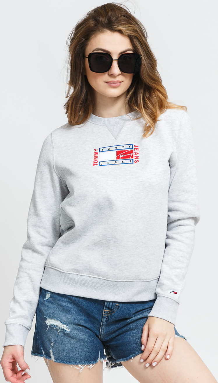 TOMMY JEANS W BXY Timeless Flag Sweatshirt melange šedá L