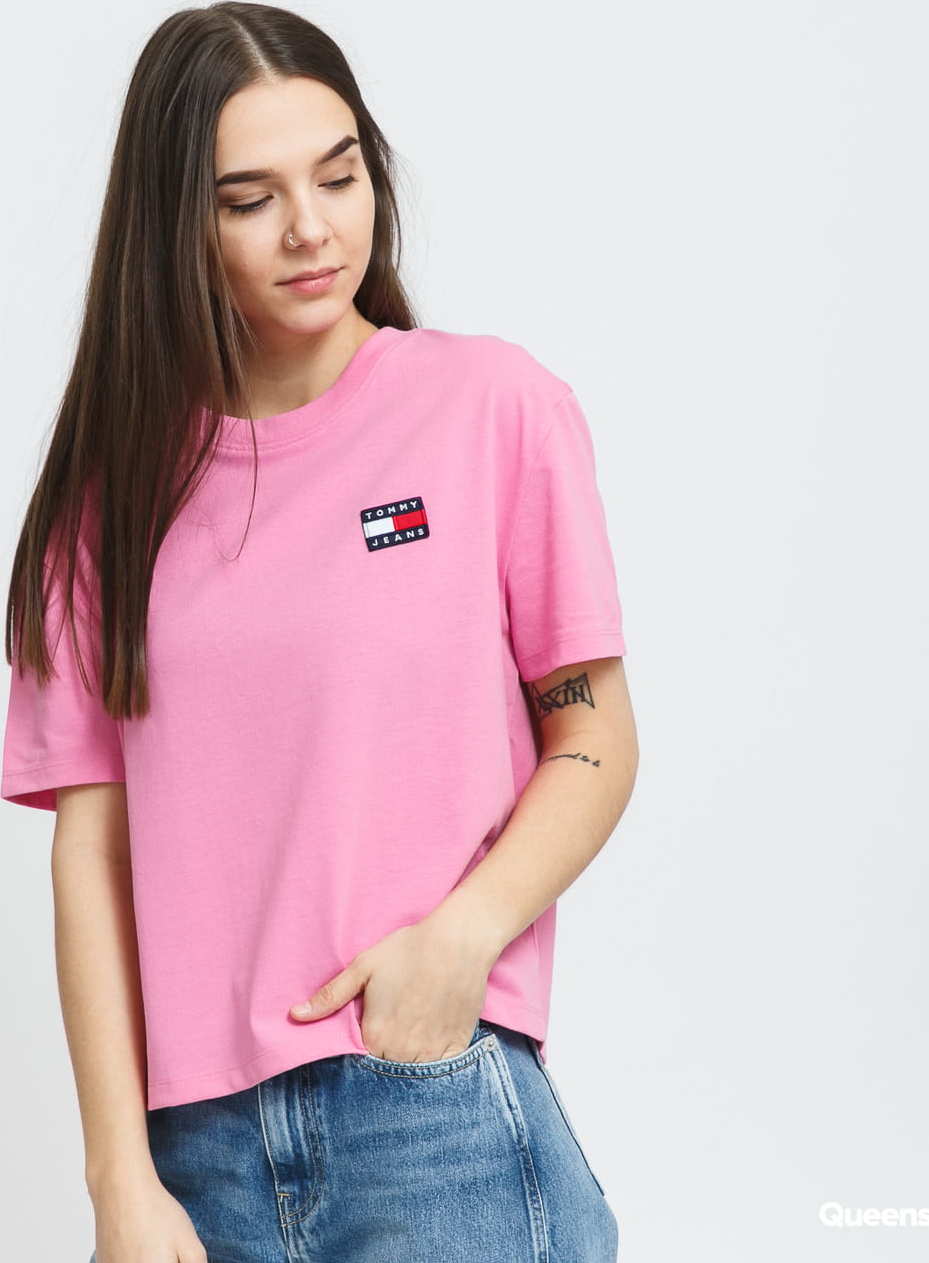 TOMMY JEANS W Tommy Badge Tee růžové L