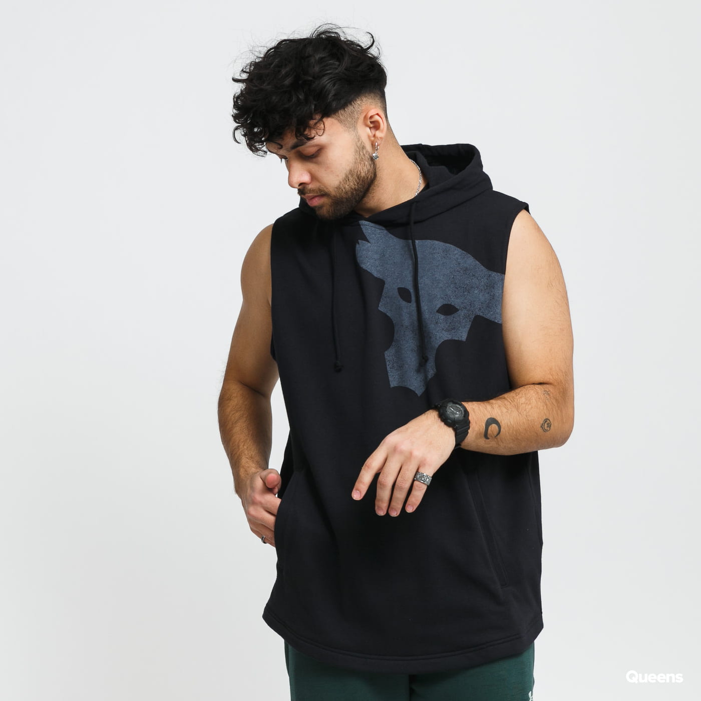 Under Armour Project Rock Terry Bull Sleeveless Hoodie černá S