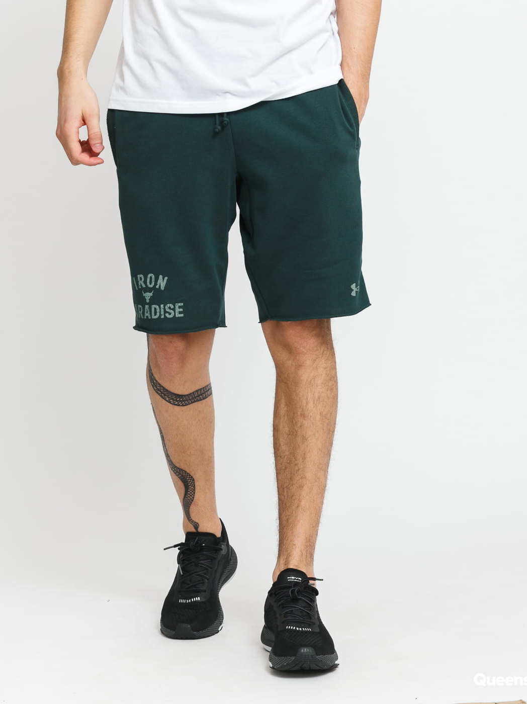 Under Armour Project Rock Terry Iron Short tmavě zelené XXL
