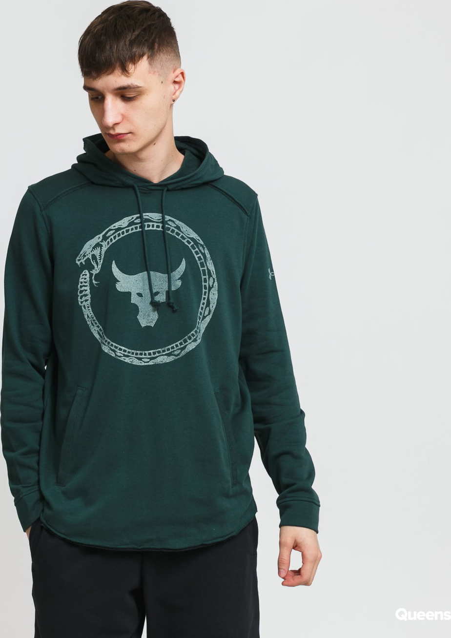 Under Armour Project Rock Terry Snake Hoodie tmavě zelená XL
