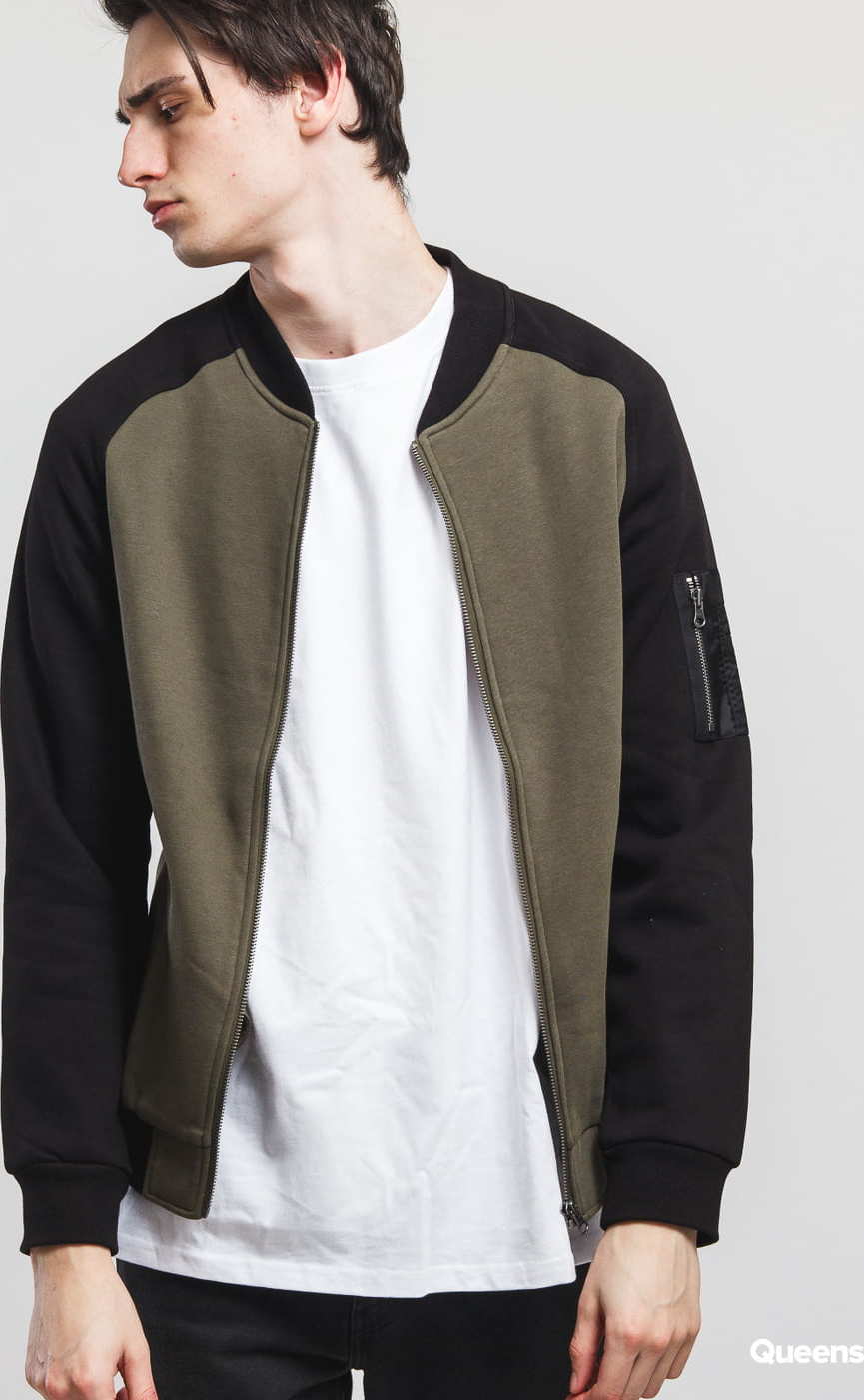 Urban Classics 2-Tone Raglan Sweat Bomber olivová / černá S