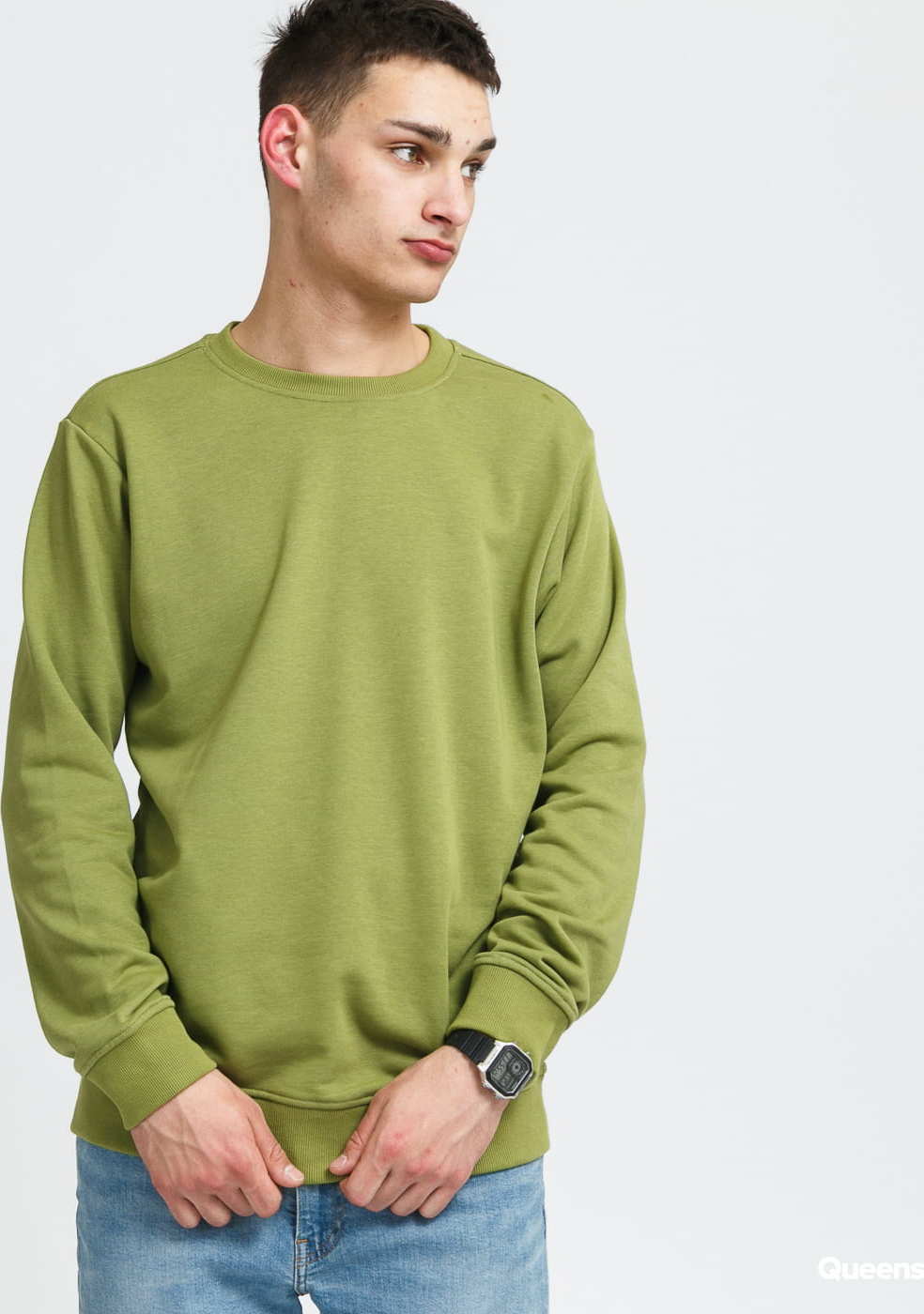 Urban Classics Basic Terry Crew olivová XXL