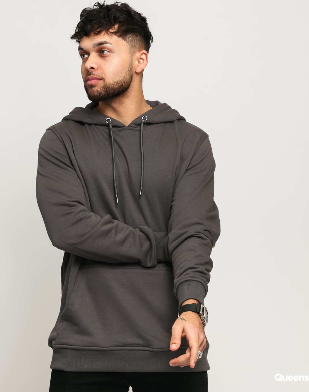 Urban Classics Basic Terry Hoodie tmavě šedá XXL